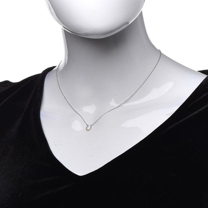 Tiffany 18K White Gold Diamond Mini Metro Horseshoe Pendant Necklace 2 of 7