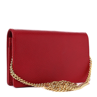 Gucci Dollar Calfskin Mini GG Marmont Chain Wallet Hibiscus Red 3 of 15