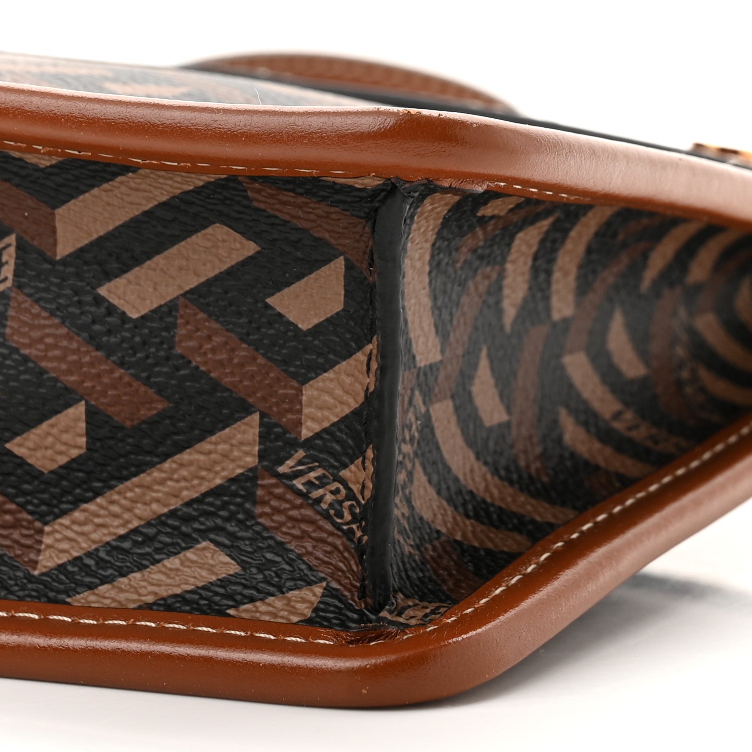Versace Coated Canvas Medium La Greca Signature Pouch Black Caramel 9 of 9