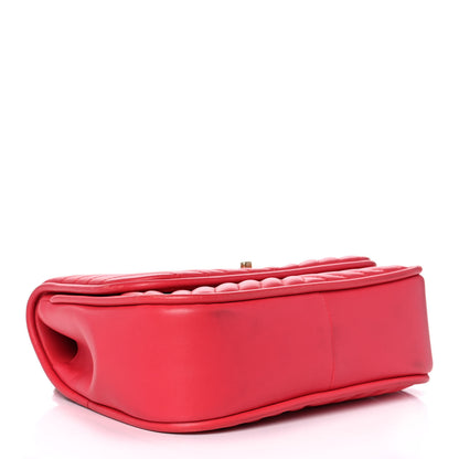 Chanel Lambskin Reverse Chevron Quilted Round Top Handle Flap Red 4 of 15