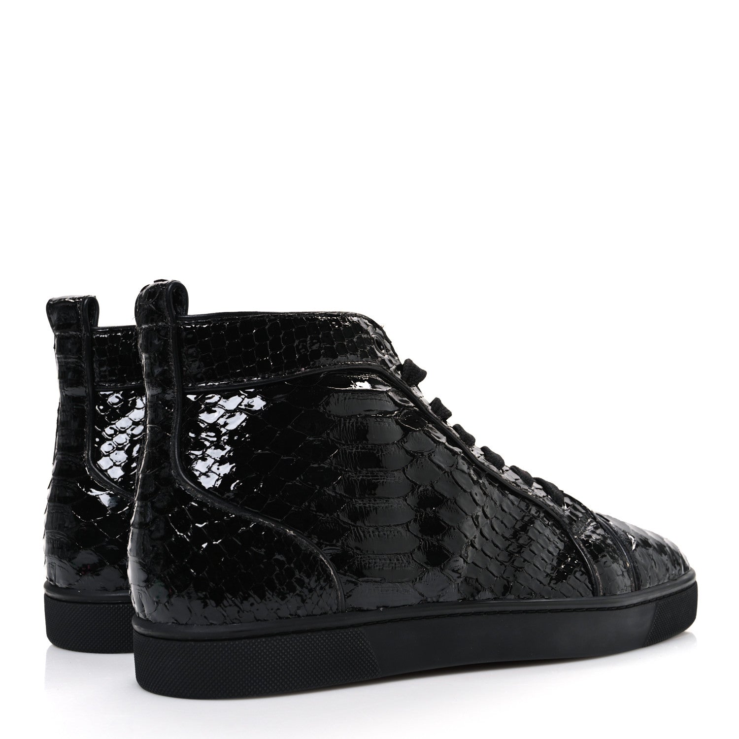 Christian Louboutin Patent Snakeskin Mens Louis Flat Sneakers 40 Black 5 of 11