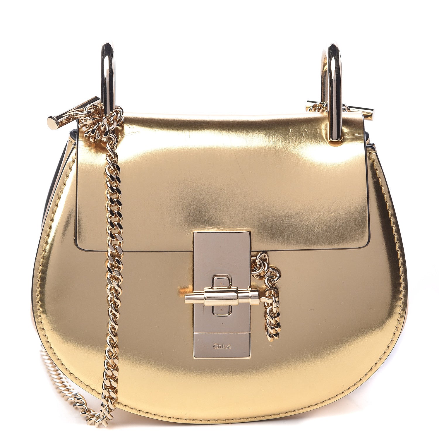 Chloe Metallic Nano Drew Shoulder Bag Abstract Gold 1 of 13