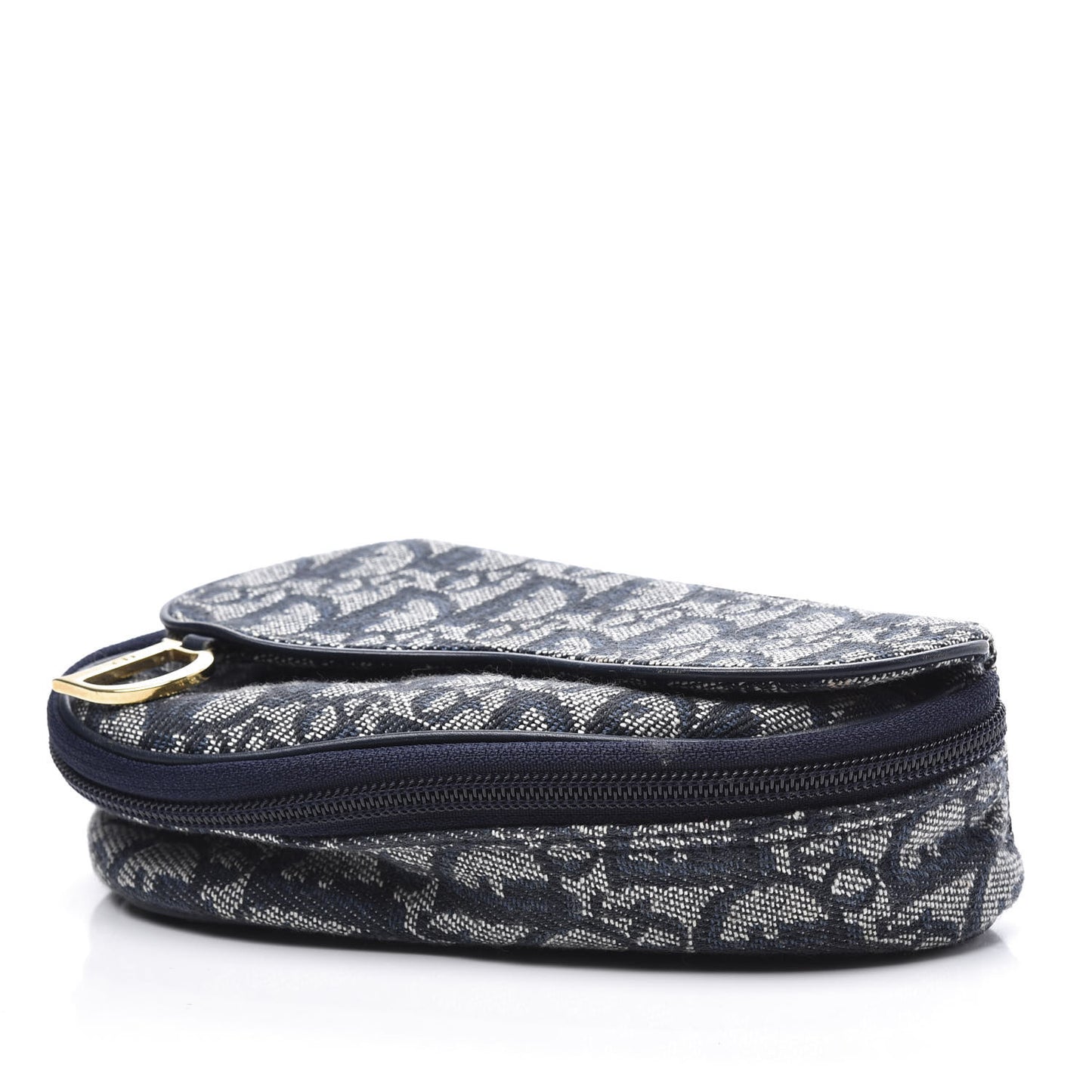 Monogram Mini Saddle Zip Pouch Navy Blue