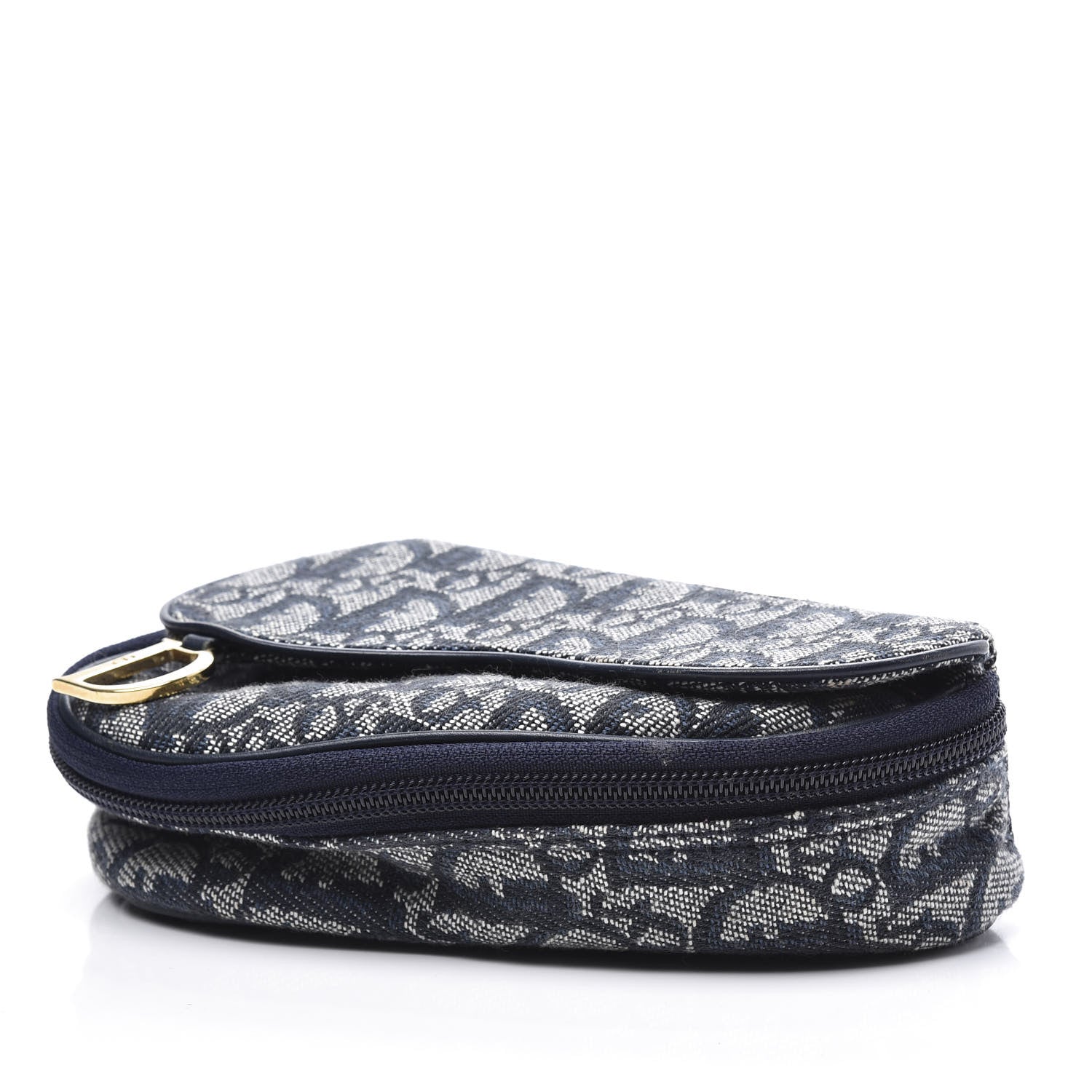 Christian Dior Monogram Mini Saddle Zip Pouch Navy Blue 6 of 12