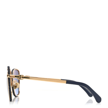 Chanel Metal Calfskin Denim Square Sunglasses 4289-Q Blue 4 of 7
