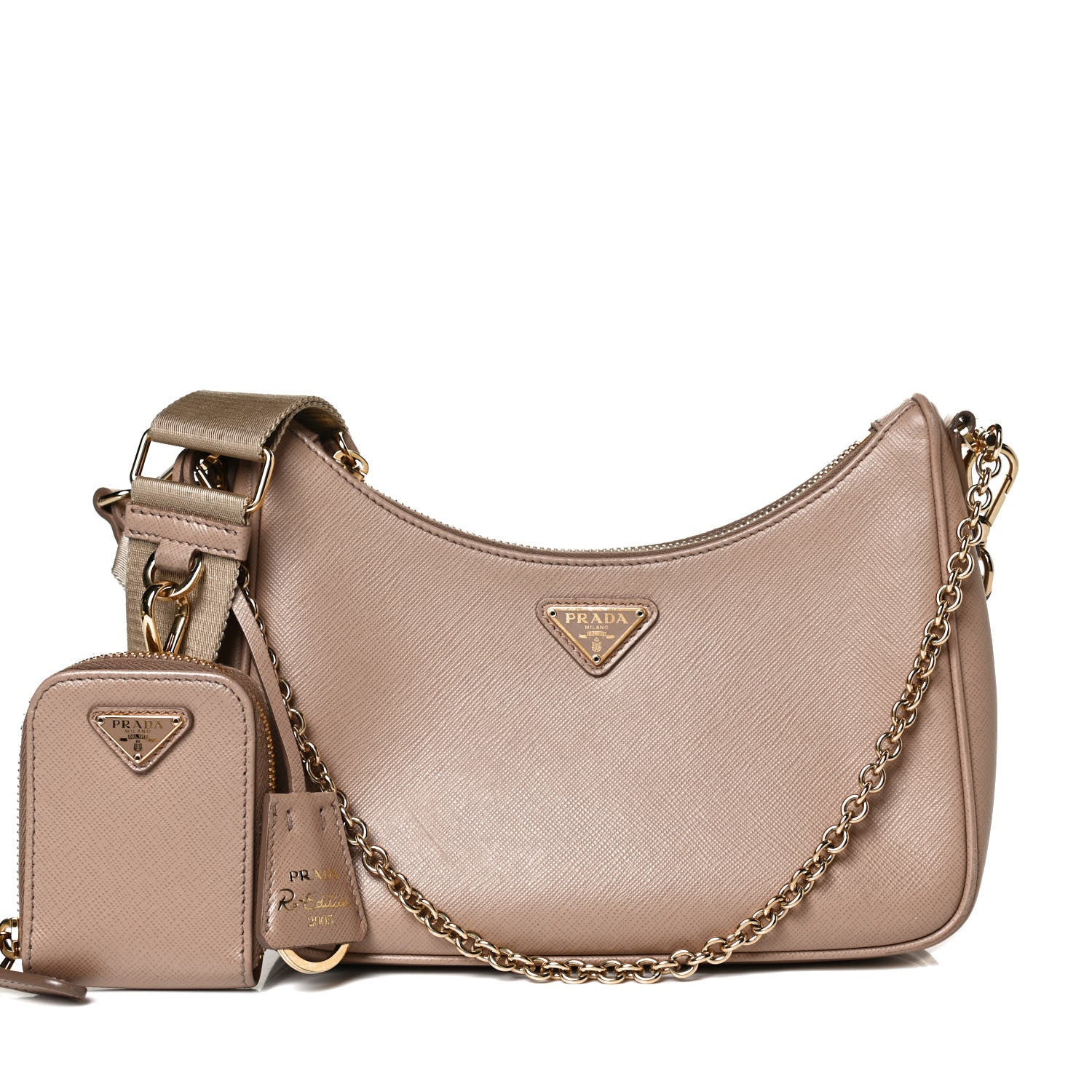 Prada Saffiano Re-Edition 2005 Shoulder Bag Cammeo Beige 11 of 18