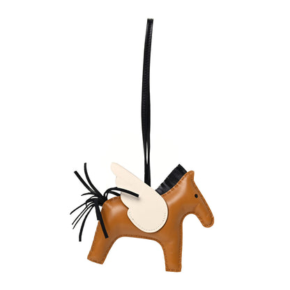 Hermes Milo Lambskin Grigri Rodeo Pegase Horse Bag Charm MM Sesame Black Nata 1 of 3