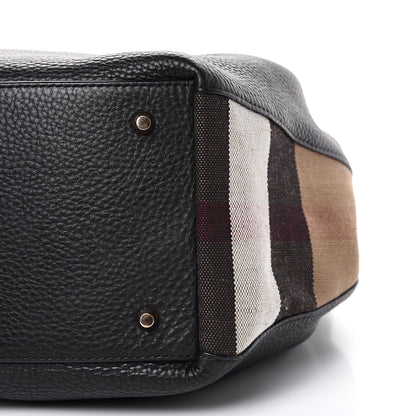 Burberry Grainy Calfskin House Check Medium Maidstone Black 10 of 12
