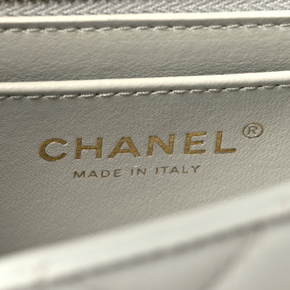 Chanel Lambskin Quilted Mini Rectangular Sweet Camellia Flap Light Blue 6 of 10