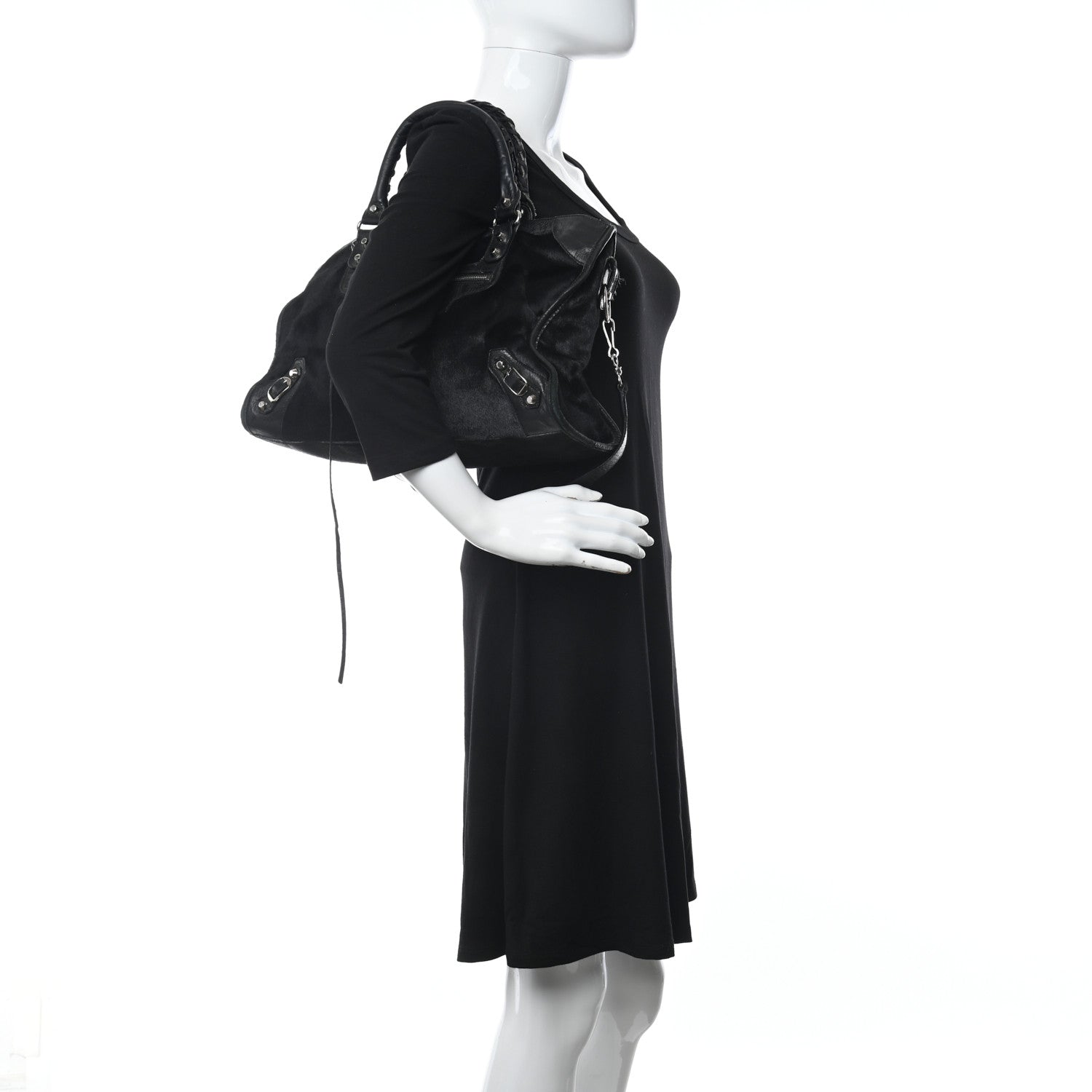 Balenciaga Pony Hair Silver Classic Hardware City Black 2 of 14