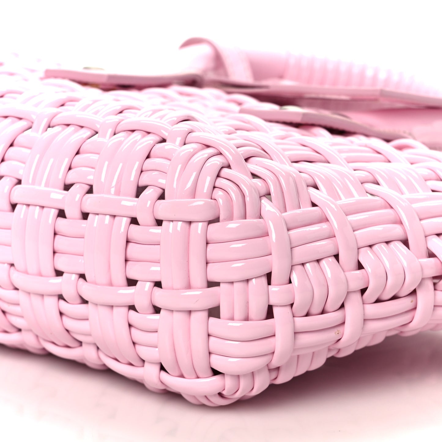 Faux Calfskin Braided Varnished XXS Bistro Basket Candy Pink