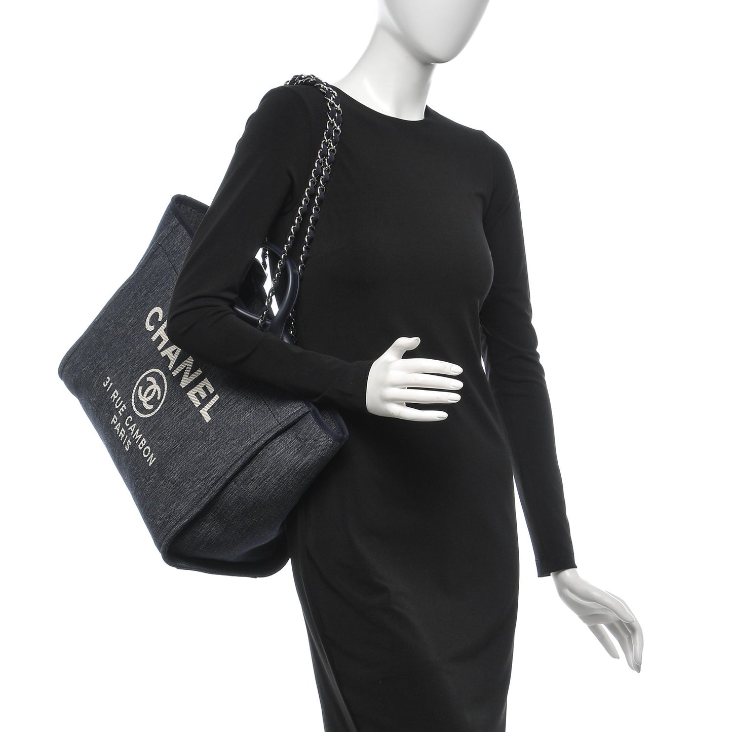 Canvas Large Deauville Tote Dark Blue