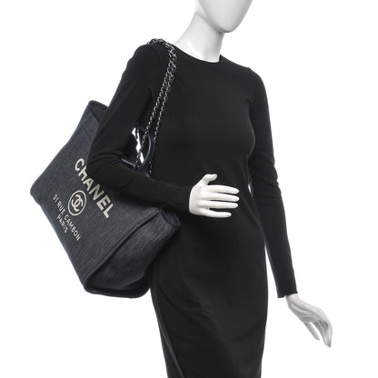 Chanel Canvas Large Deauville Tote Dark Blue 2 of 8