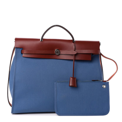 Hermes Toile Vache Hunter Herbag Zip 39 MM Bleu Orage Rouge H 1 of 16