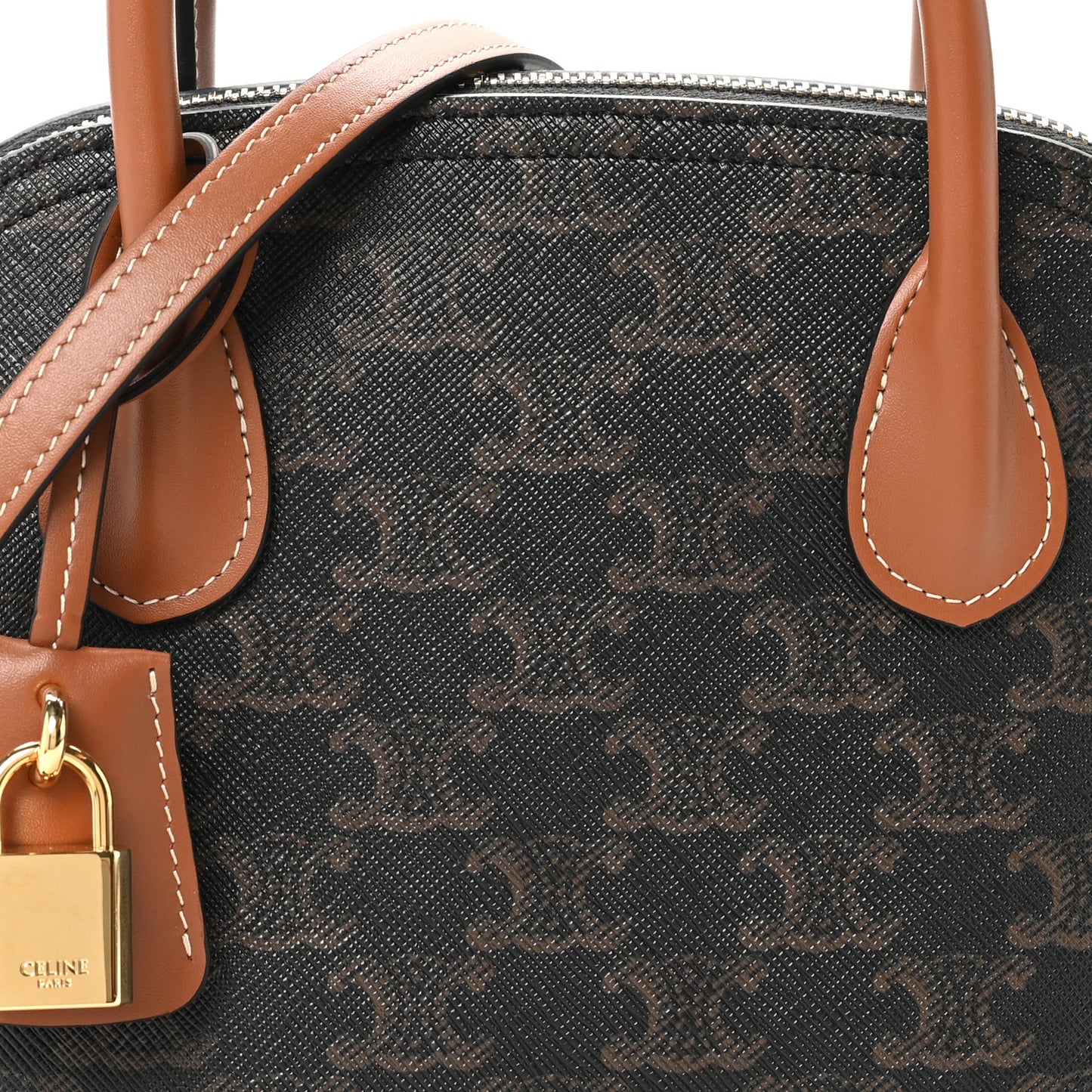 Canvas Calfskin Triomphe Teen Honorine Bag Tan