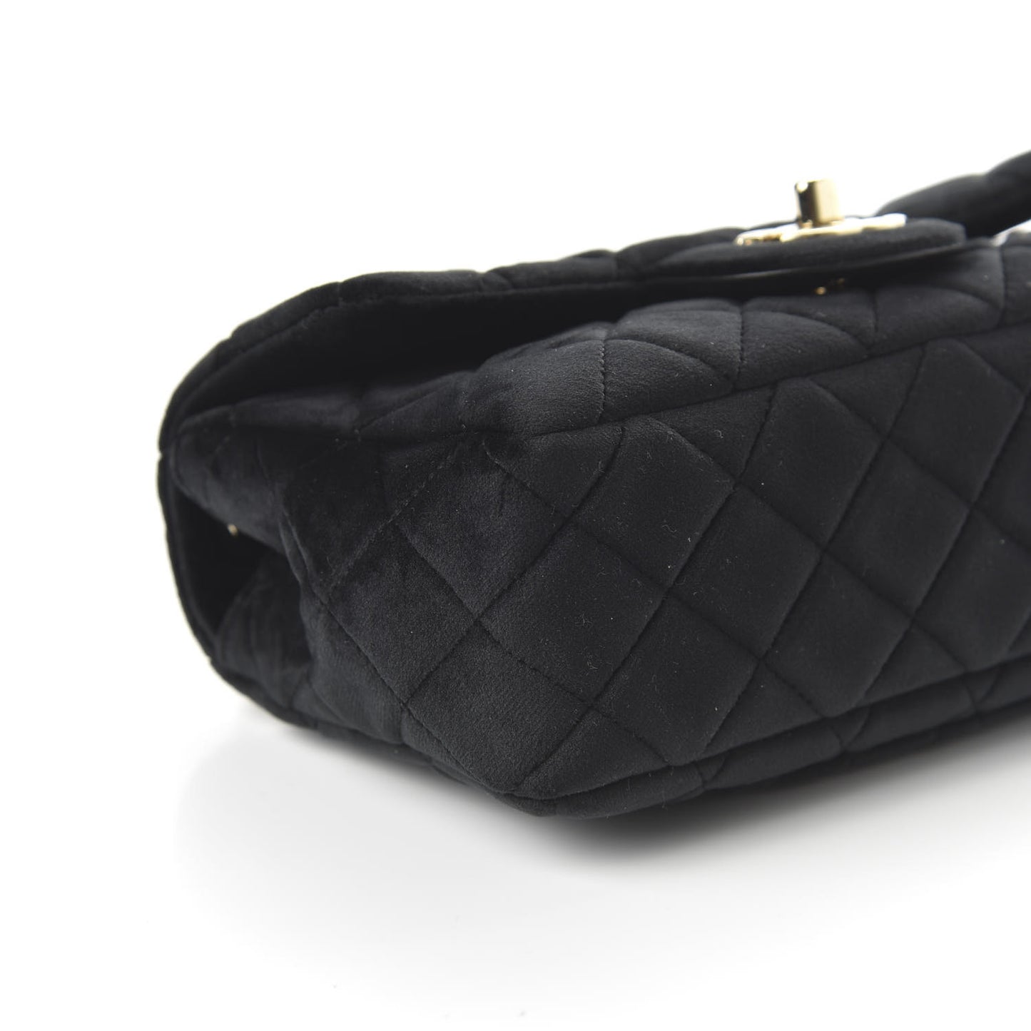 Velvet Quilted Mini Rectangular Pearl Crush Flap Black