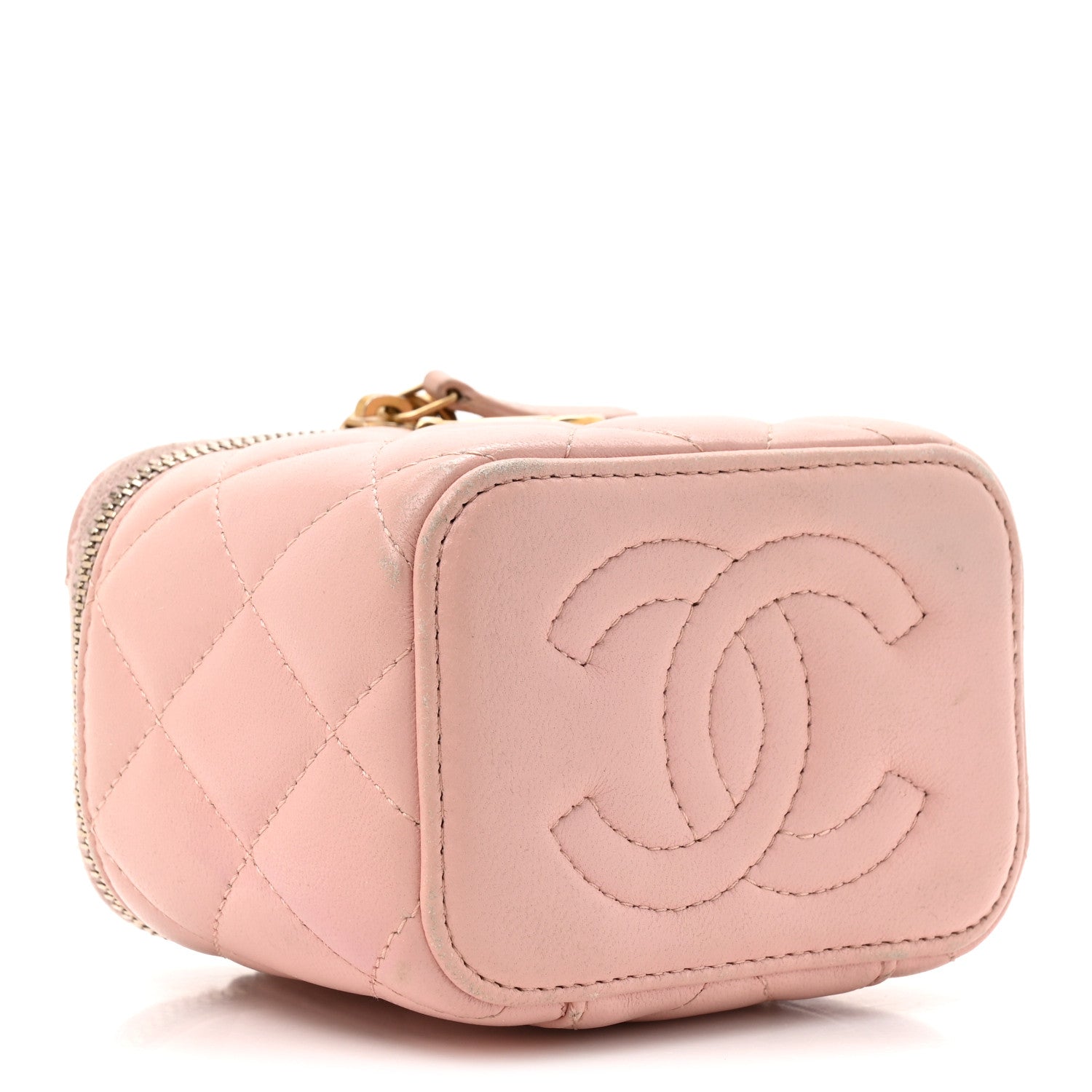 Chanel Lambskin Quilted Mini Sweet Camellia Vanity Case With Chain Pink 4 of 14