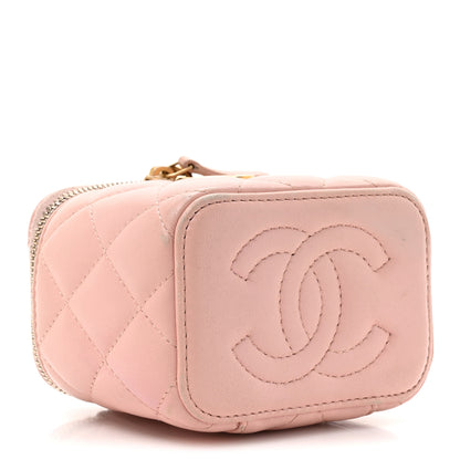 Chanel Lambskin Quilted Mini Sweet Camellia Vanity Case With Chain Pink 4 of 14