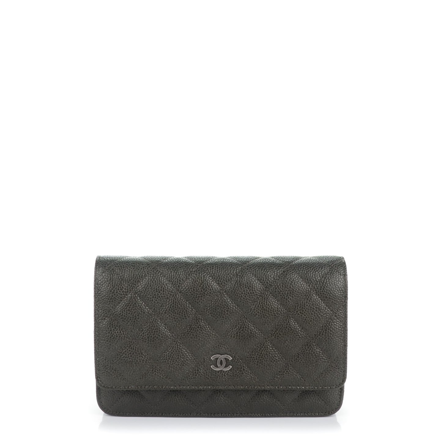 Caviar Quilted Wallet On Chain WOC Dark Green