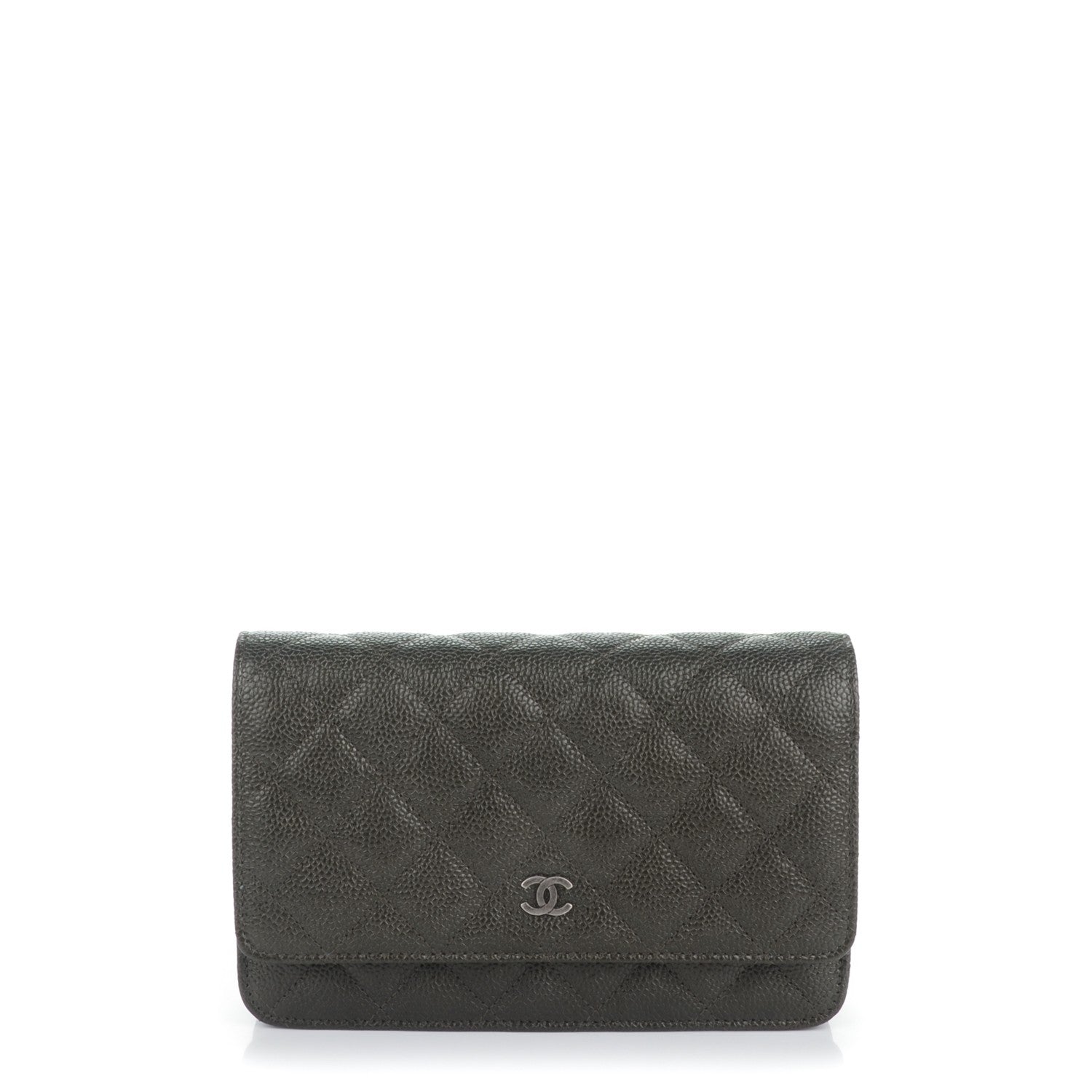 Chanel Caviar Quilted Wallet On Chain WOC Dark Green 1 of 8