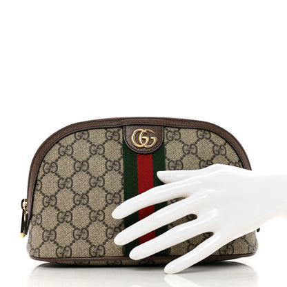 Gucci GG Supreme Monogram Textured Calfskin Web Large Ophidia Cosmetic Case Beige Ebony New Acero 2 of 7