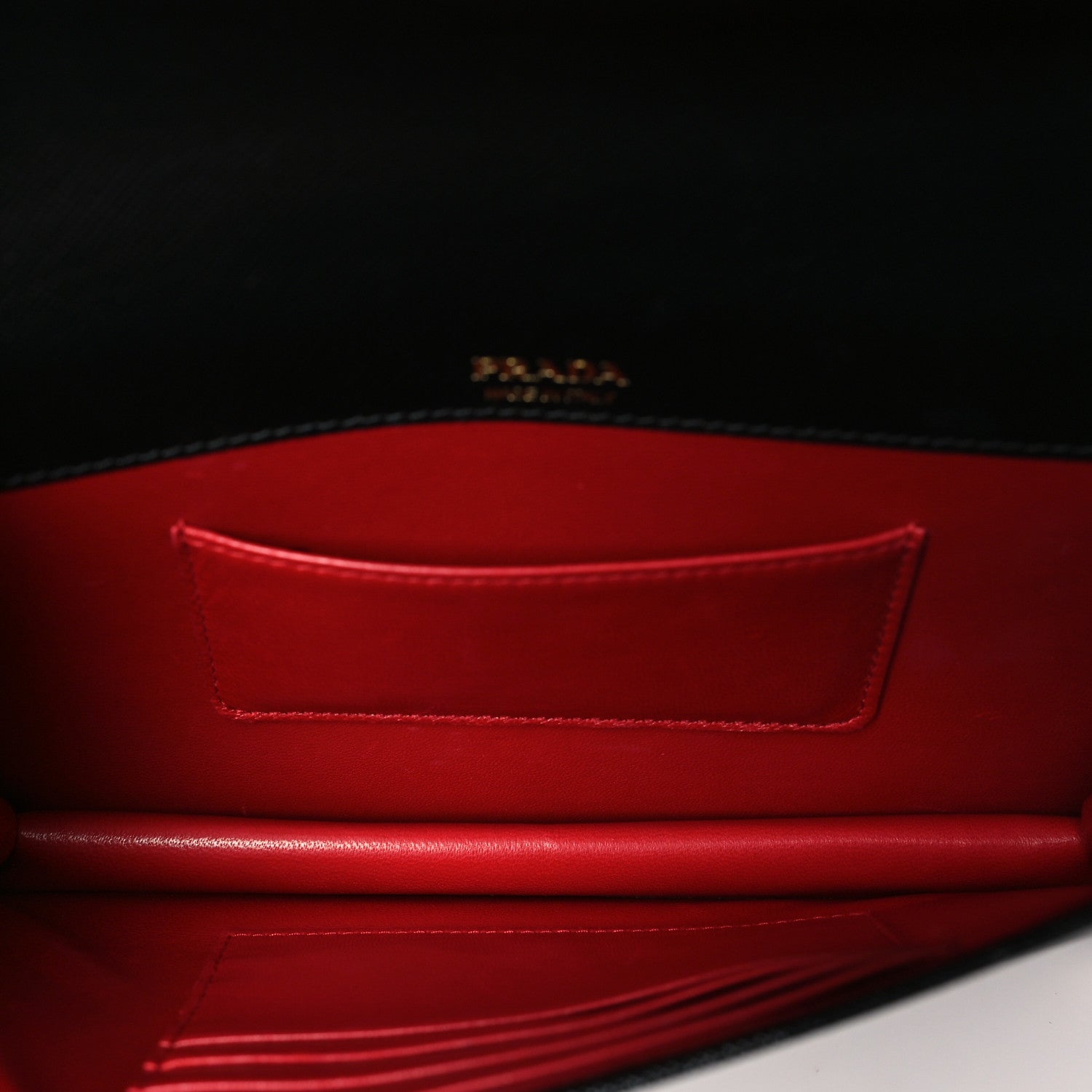Prada Saffiano Lux Metal Logo Mini Chain Flap Crossbody Bag Black 5 of 11