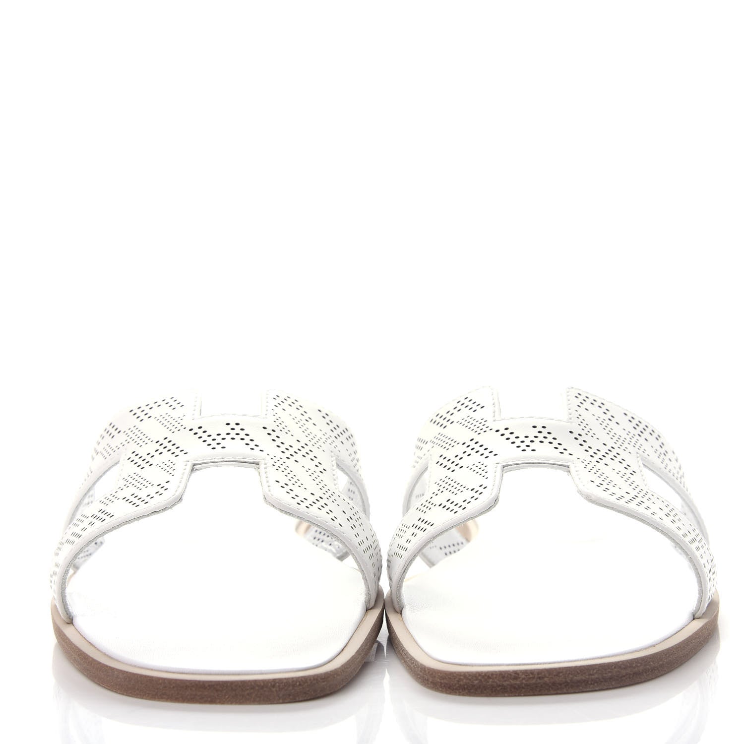 Hermes Calfskin Perforated Oran Sandals 37 White 2 of 10