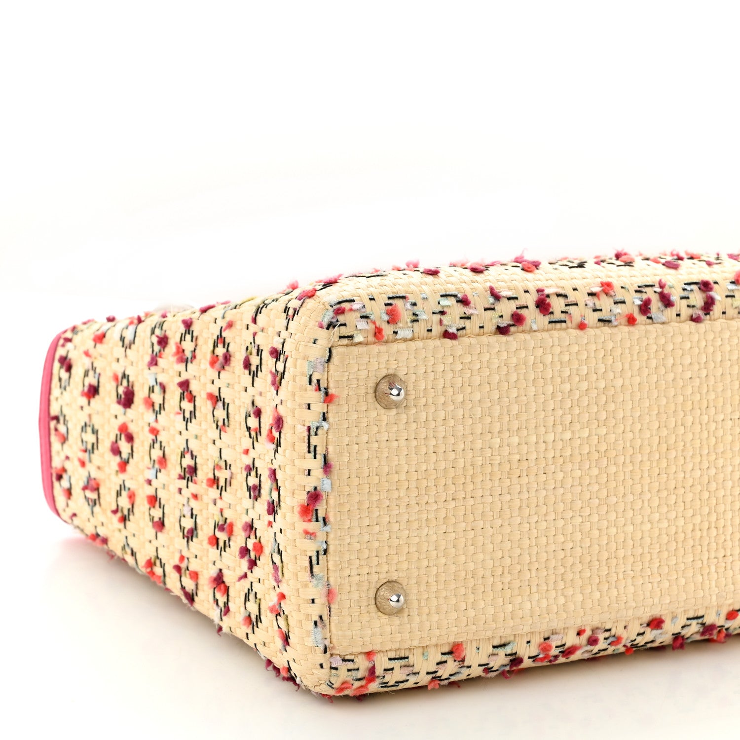 Christian Dior Raffia Tweed Medium Lady Dior Pink Beige 8 of 11