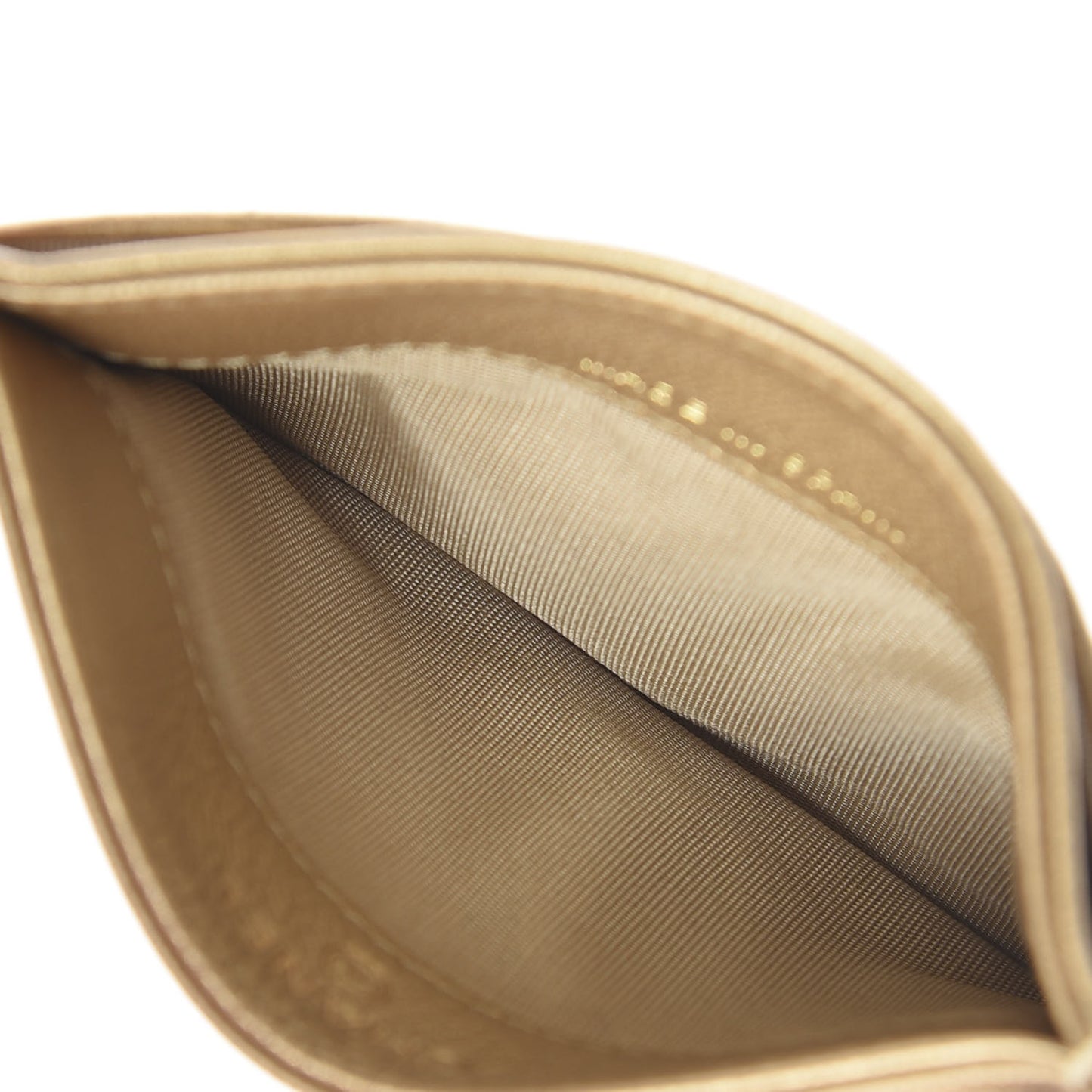 Metallic Goatskin Quilted Chanel 19 Card Holder Gold