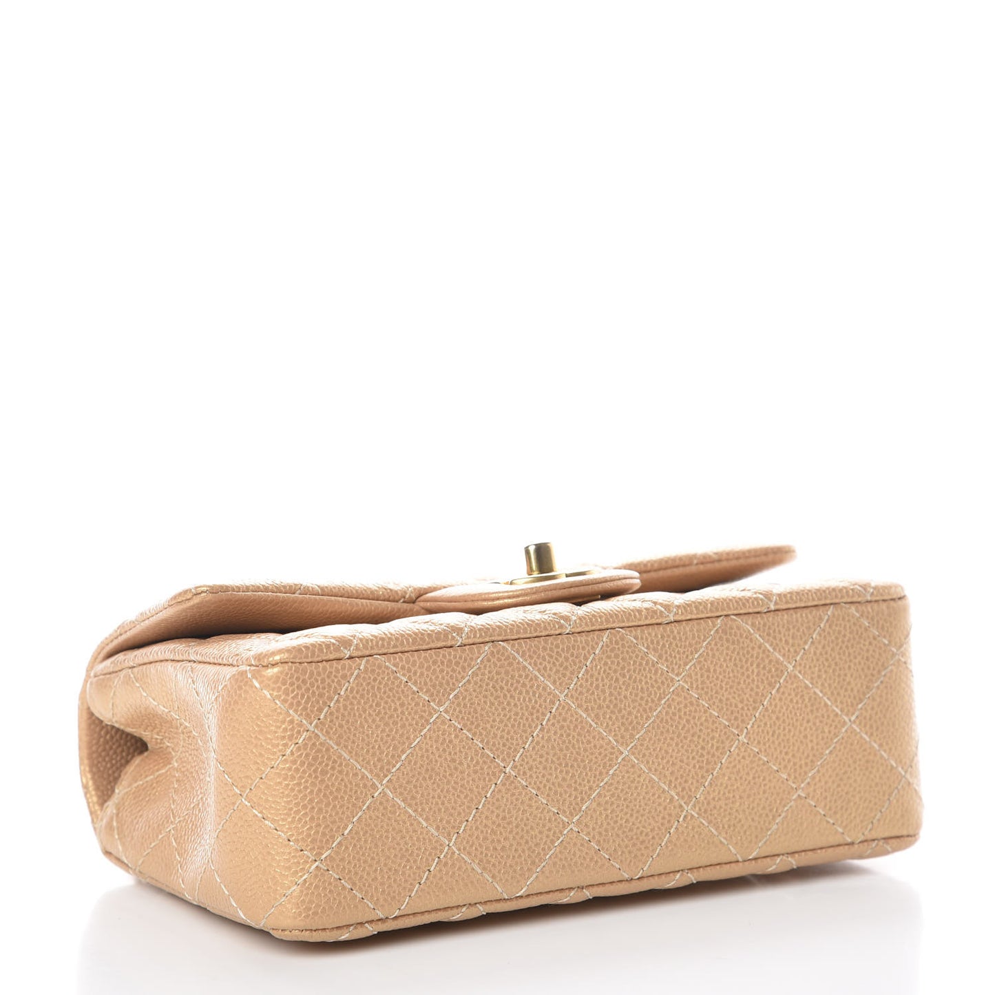 Pearly Caviar Quilted Mini Rectangular Flap Gold