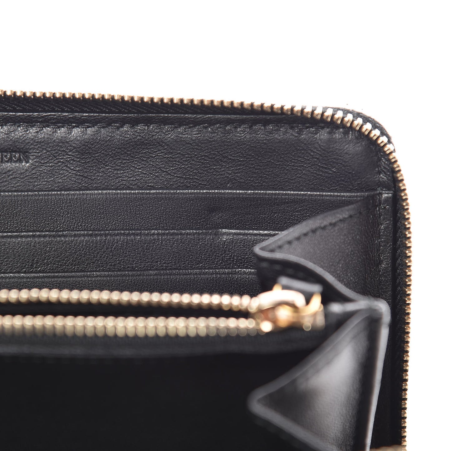 Pebbled Calfskin Skull Continental Zip Wallet Black