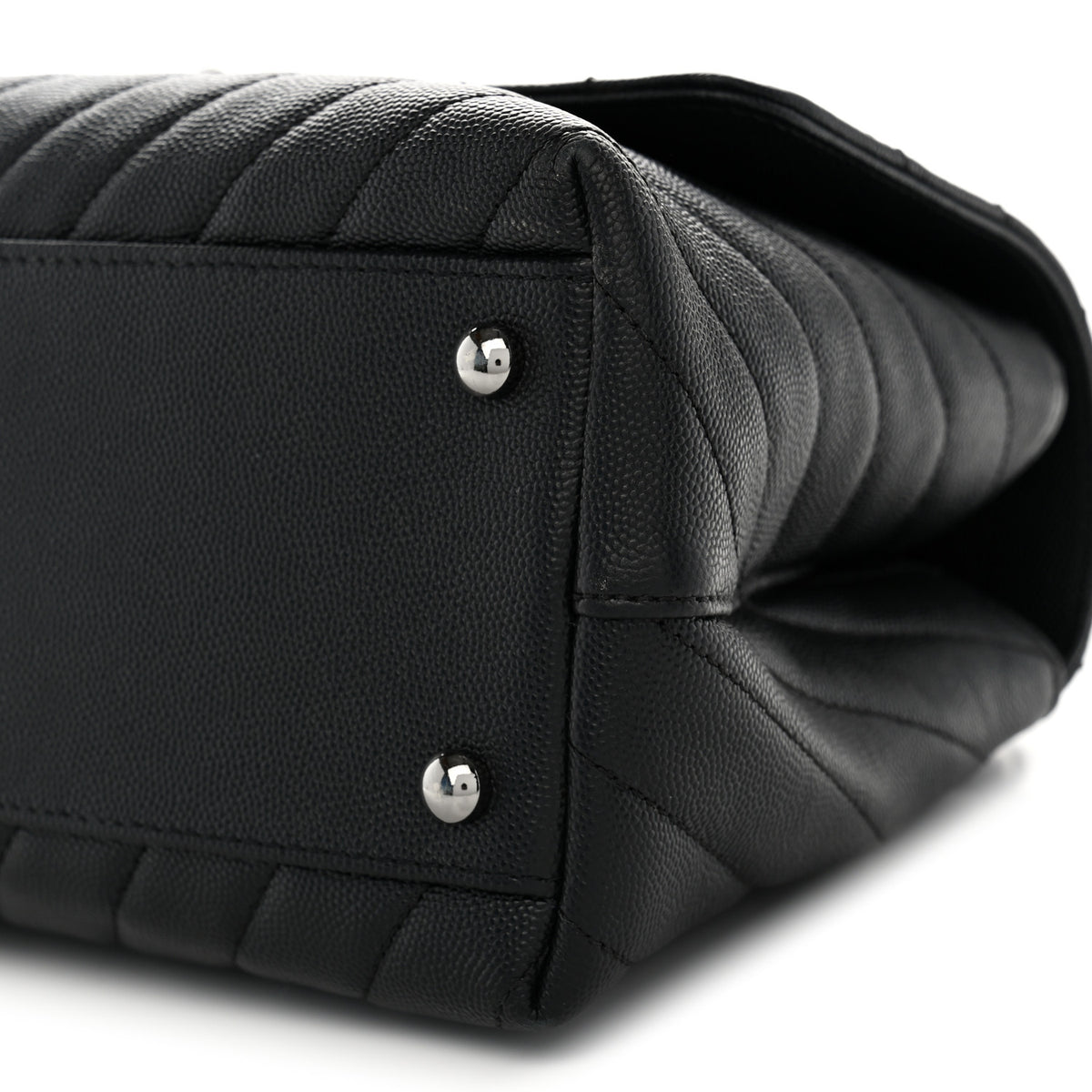 Caviar Chevron Quilted Small Coco Handle Flap So Black
