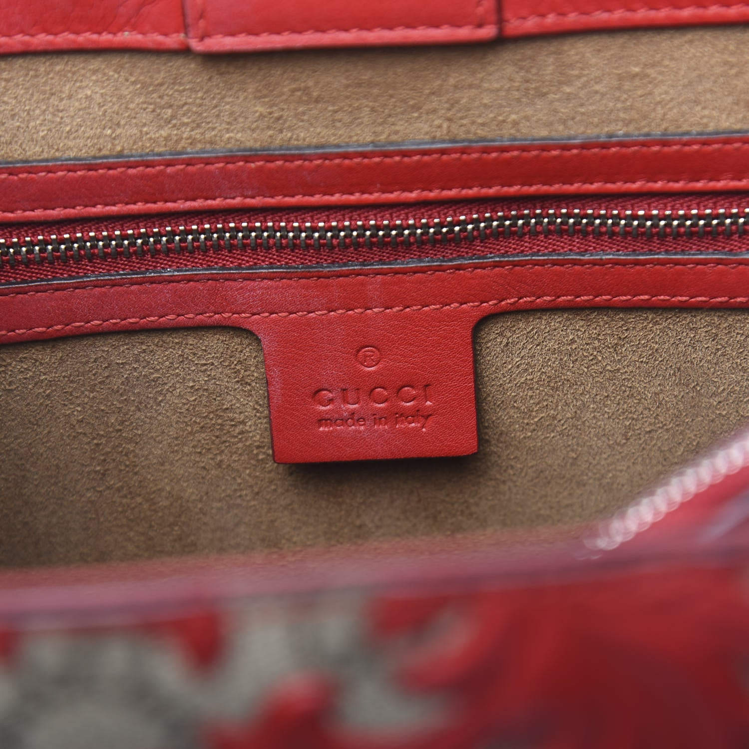 Gucci GG Supreme Monogram Arabesque Small Top Handle Bag Beige Hibiscus Red 6 of 12