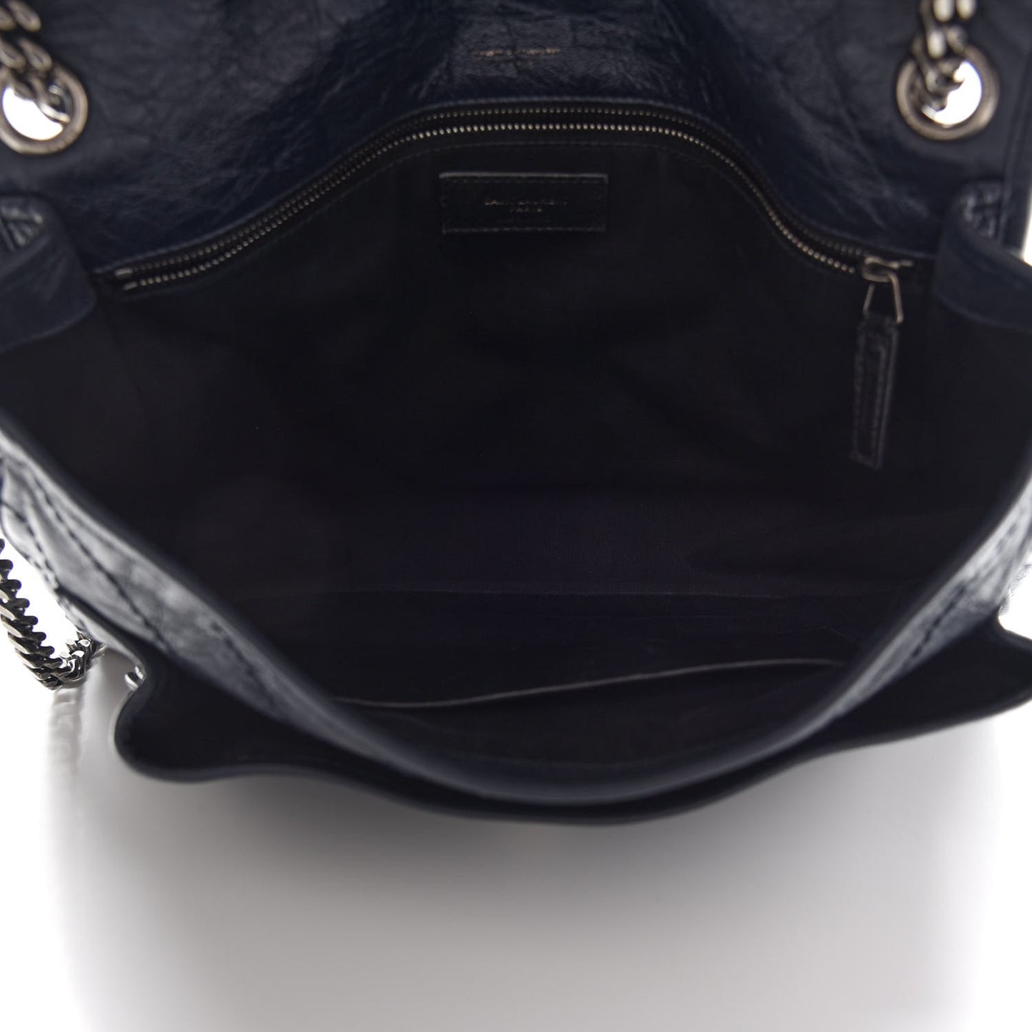 Crinkled Calfskin Matelasse Monogram Large Niki Chain Satchel Deep Marine