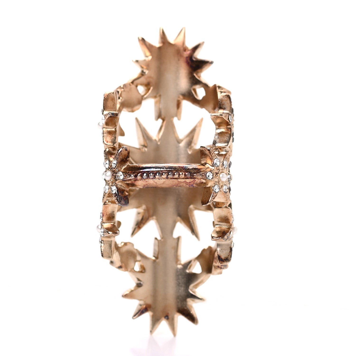 Chanel Crystal Pearl CC Cluster Ring 52 6 Gold 3 of 5