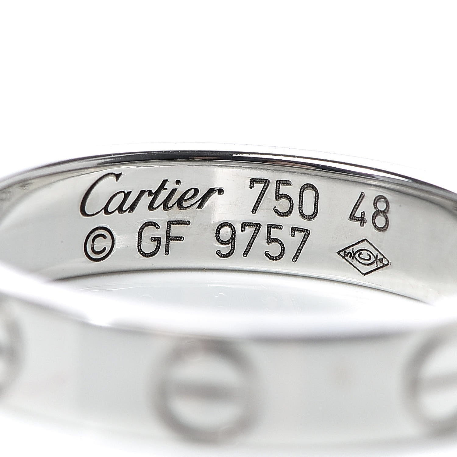 Cartier 18K White Gold 3.5mm LOVE Wedding Band Ring 48 4.5 7 of 9