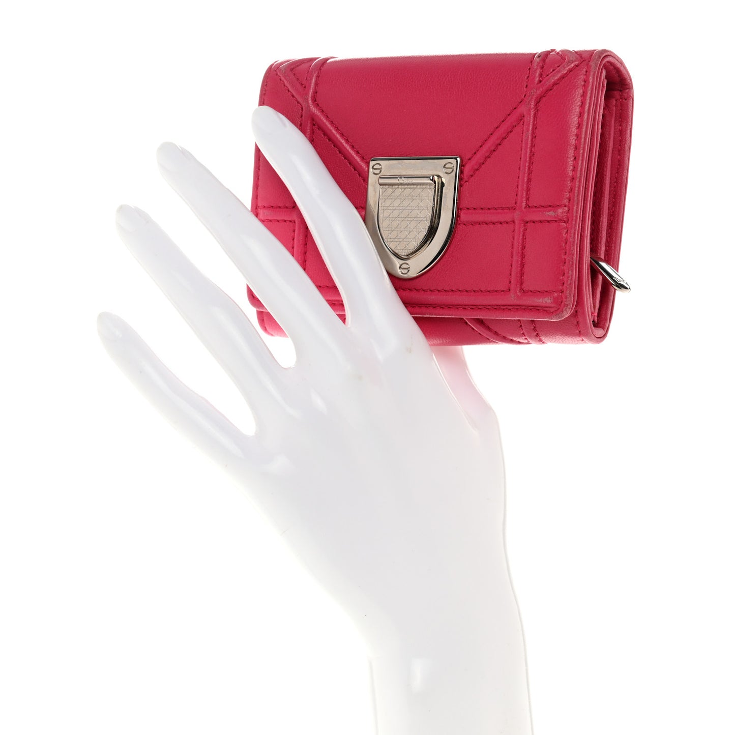 Calfskin Cannage Diorama Nomadene Wallet Fuchsia