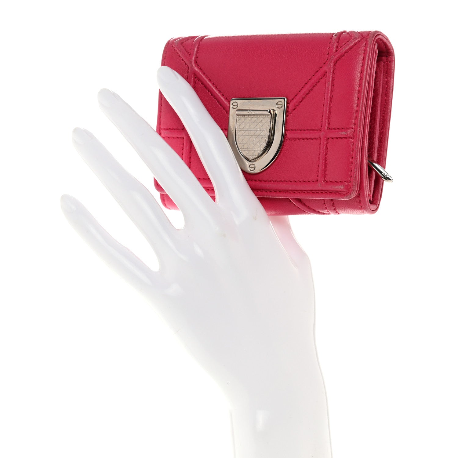 Christian Dior Calfskin Cannage Diorama Nomadene Wallet Fuchsia 2 of 18