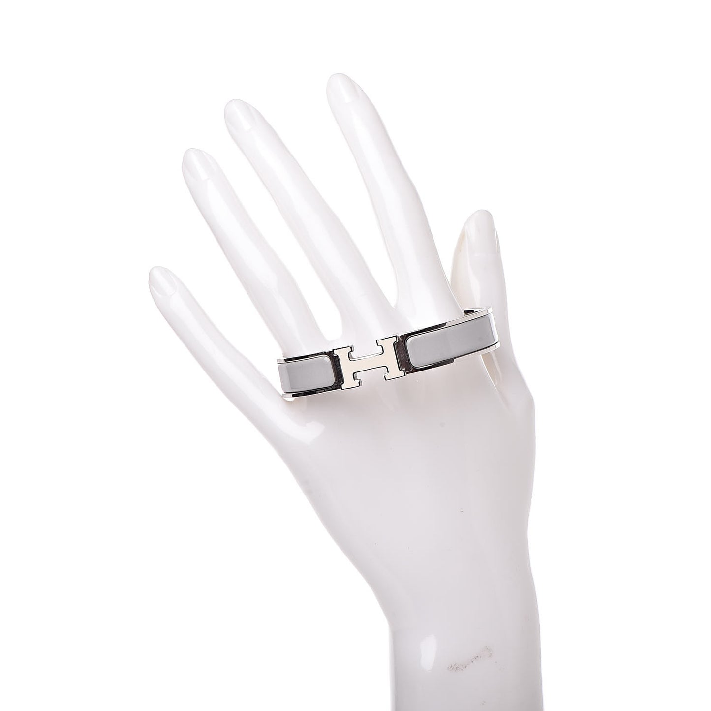 Enamel Narrow Clic Clac H Bracelet PM Blanc Gris Clair