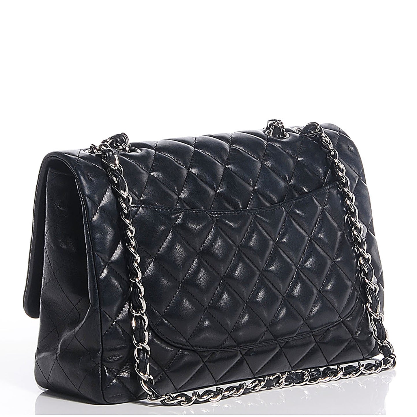 Lambskin Quilted Jumbo Single Flap Black