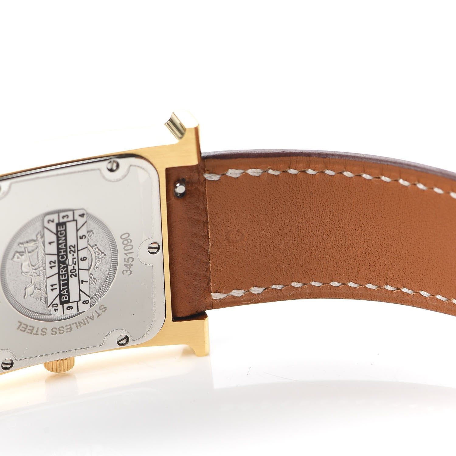Hermes Stainless Steel Epsom 26mm Heure H Hour Quartz Watch Gold 6 of 7