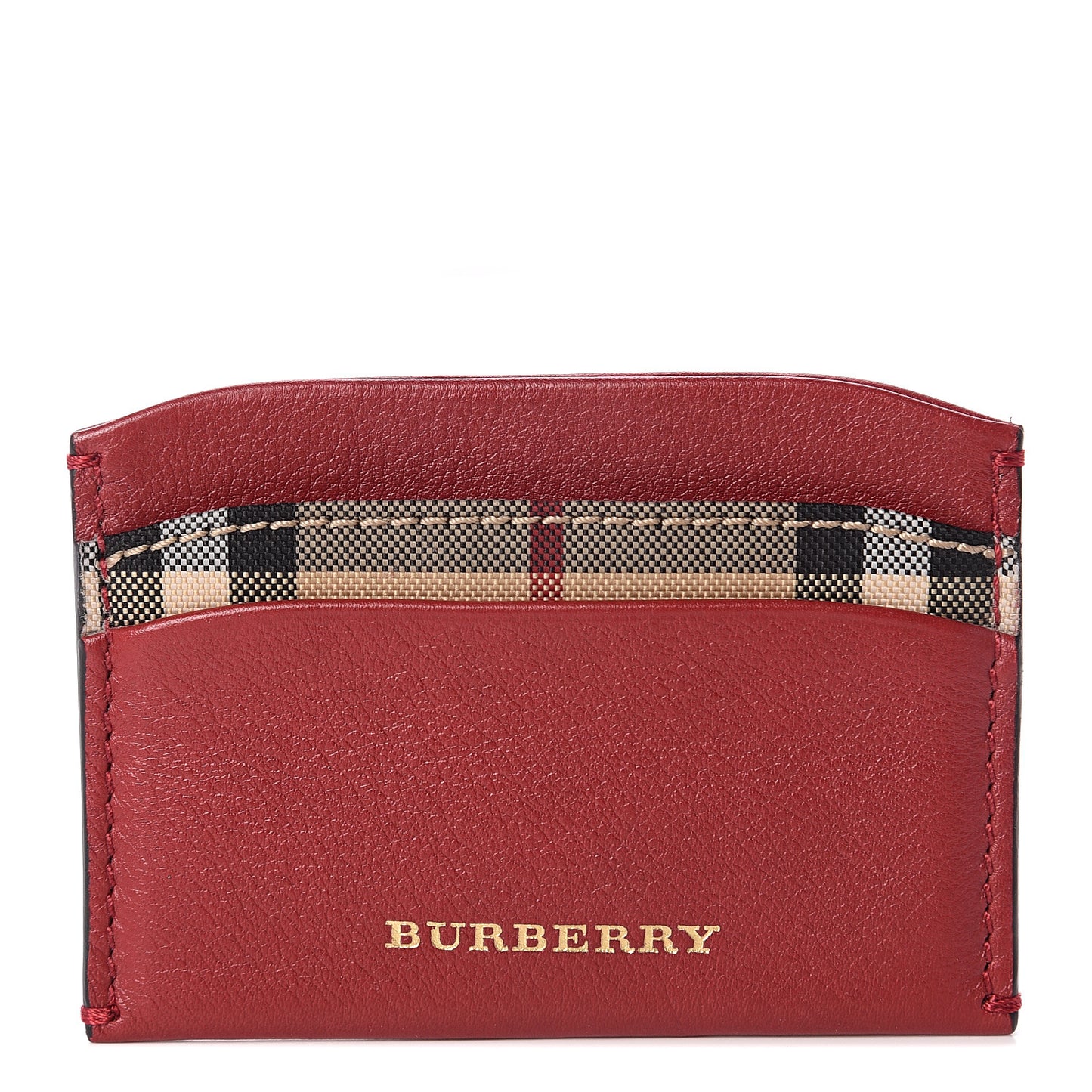 Calfskin Horseferry Check Izzy Card Case Red