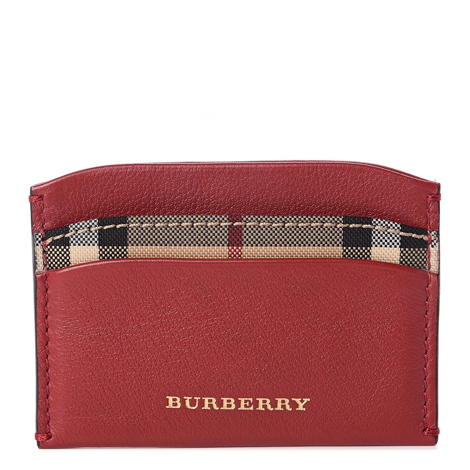 Burberry Calfskin Horseferry Check Izzy Card Case Red 1 of 5