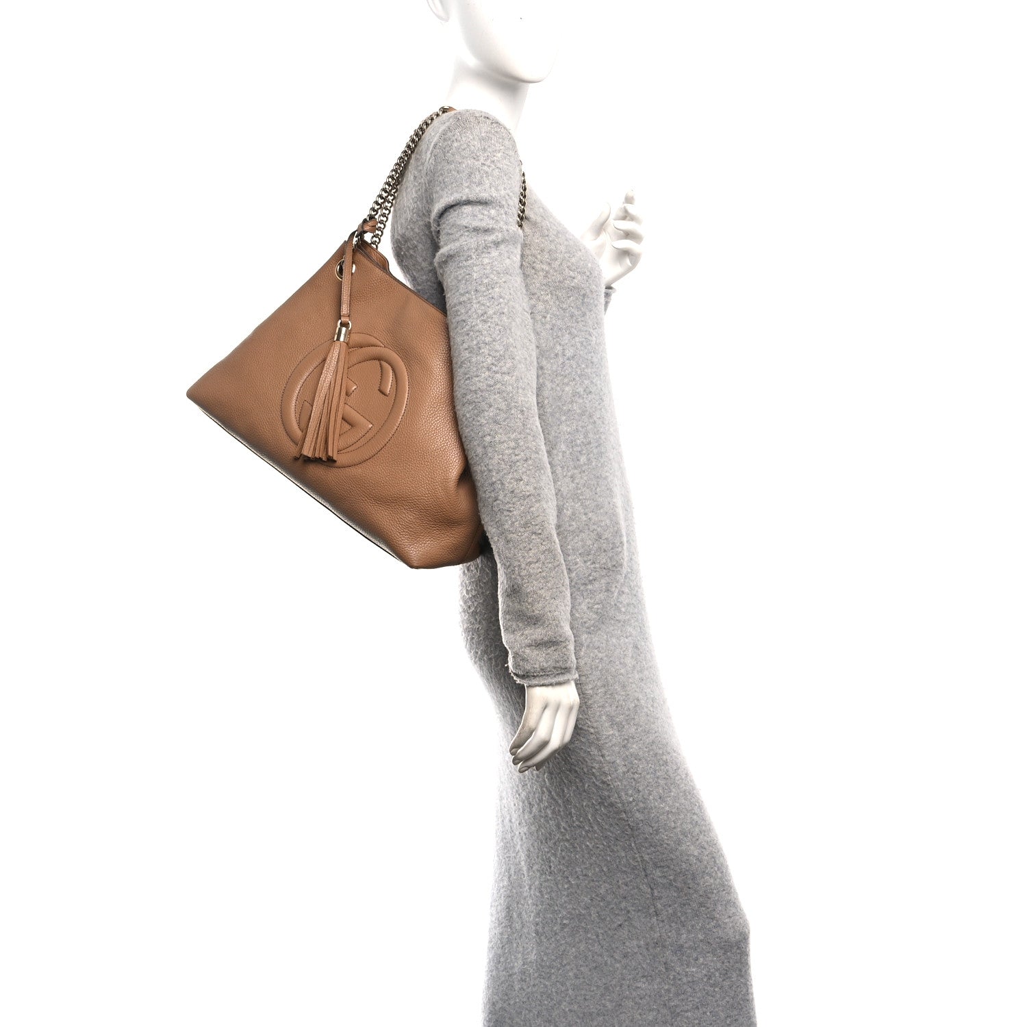 Gucci Pebbled Calfskin Medium Soho Chain Shoulder Bag Camelia 2 of 11