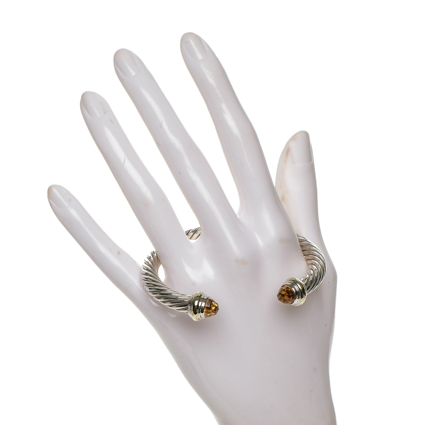 Sterling Silver 14K Yellow Gold Citrine 7mm Cable Classics Bracelet