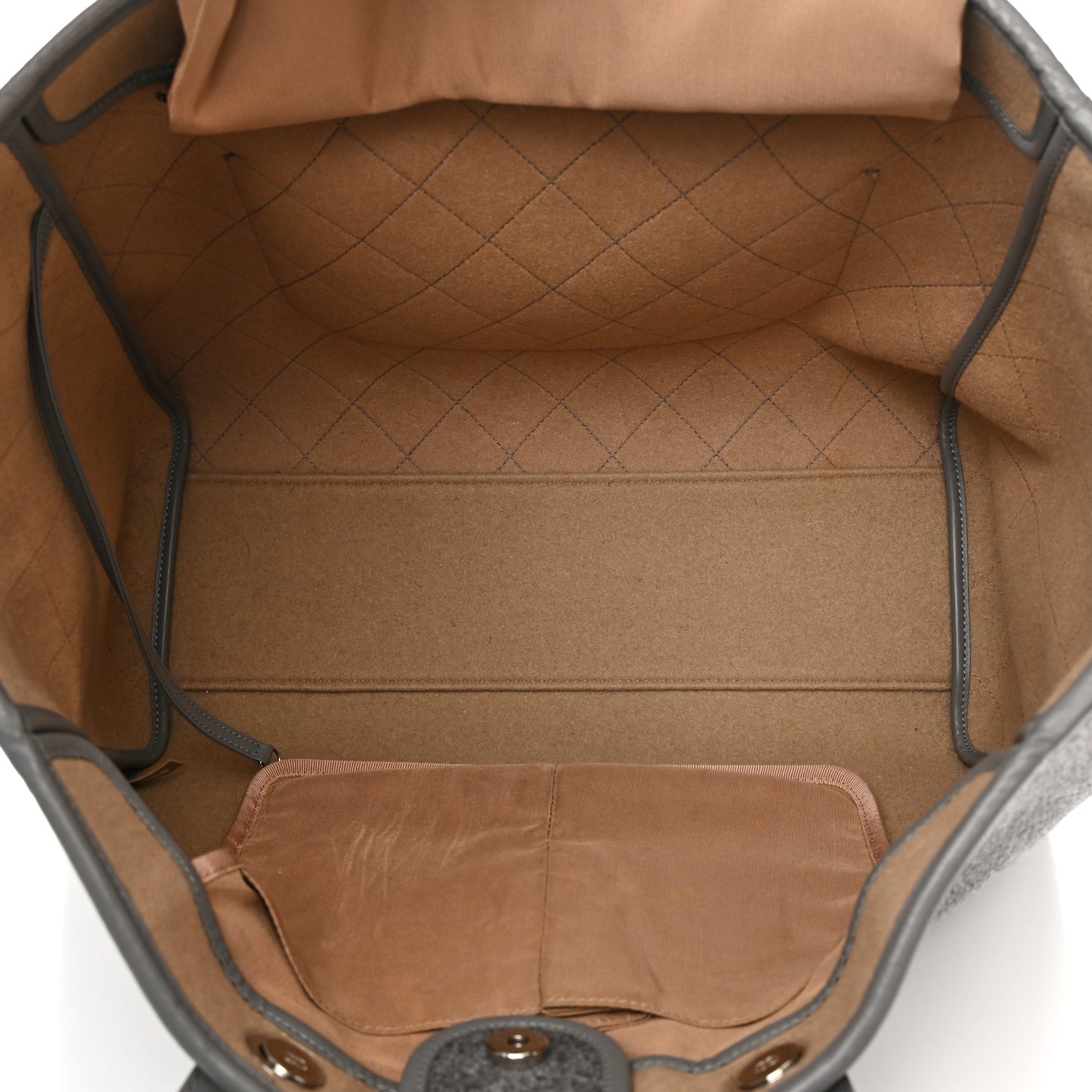 Wool Felt Calfskin Large Deauville Tote Grey Beige