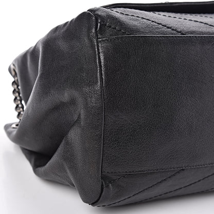 Saint Laurent Pebbled Lambskin Chevron Monogram Large Nolita Black 5 of 10