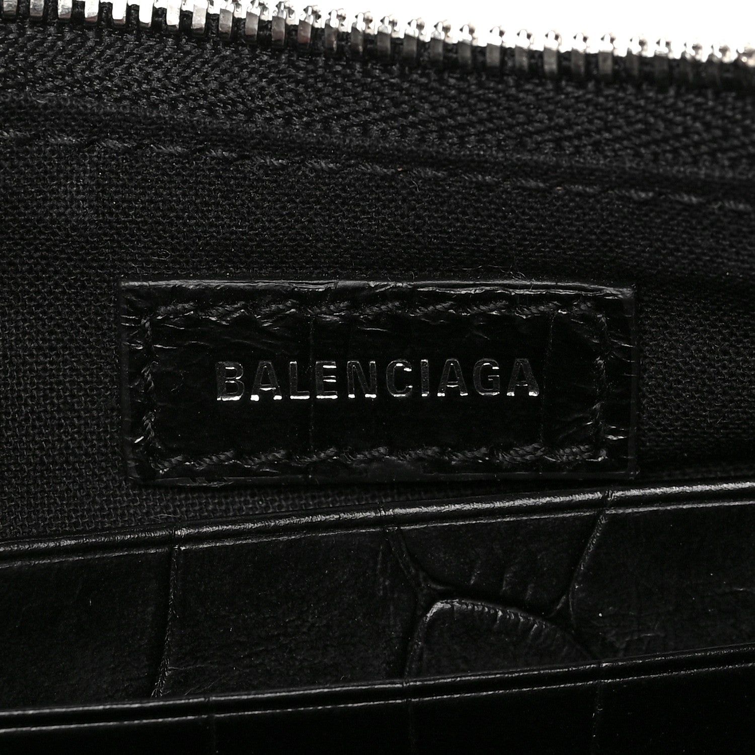 Balenciaga Extra Supple Calfskin Crystal Crocodile Embossed Le Cagole Mini Purse With Chain Black 6 of 8