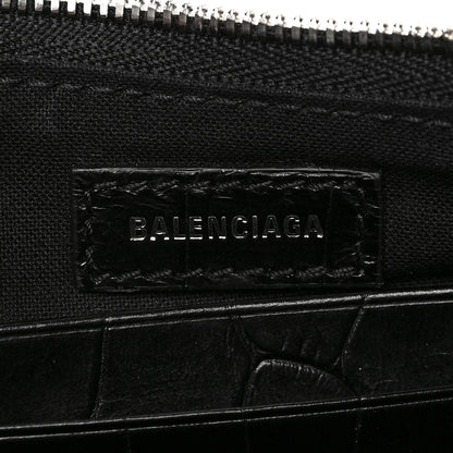 Balenciaga Extra Supple Calfskin Crystal Crocodile Embossed Le Cagole Mini Purse With Chain Black 6 of 8