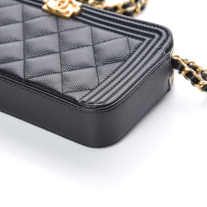 Chanel Caviar Quilted Small Boy Clutch With Chain Black 11 of 12